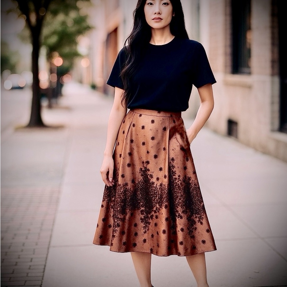 Adrianna Papell Evening Essentials Women’s Black & Gold Sequined Ruffle Skirt 12